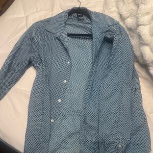 Hugo Boss Teal Geometric Shirt